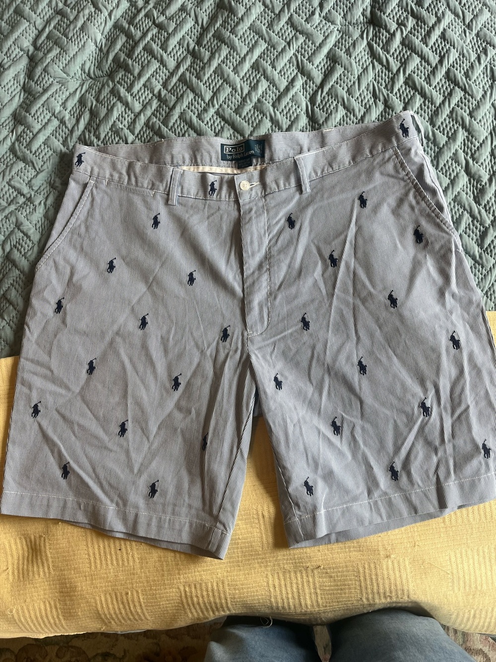 Polo Ralph Lauren Men’s The Perfect Short Size 40 Blue Stripe Pony Shorts